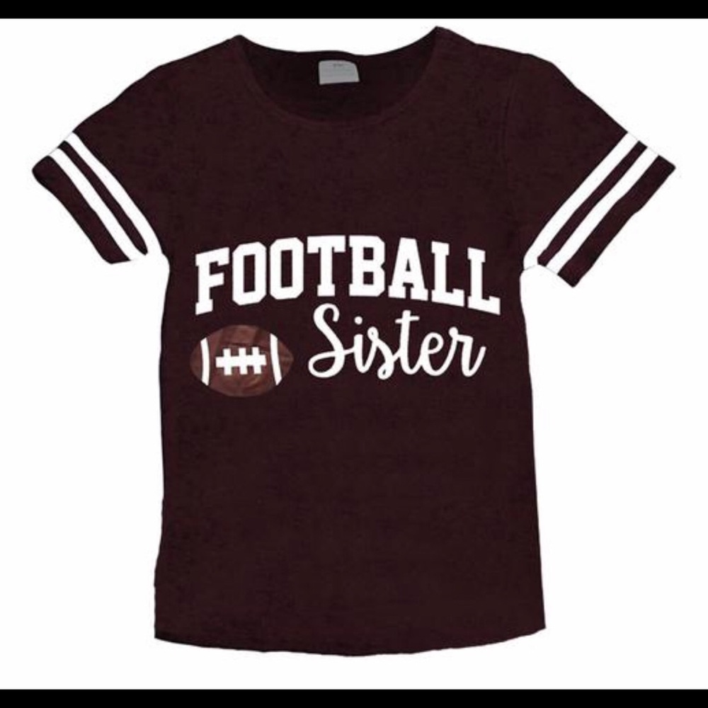 Football Sister Shirt Girls Brown Stripe